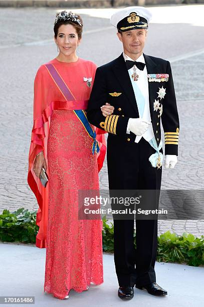Princess Mary of Denmark and Crown Prince Frederik of Denmark attend the wedding of Princess Madeleine of Sweden and Christopher O'Neill hosted by...
