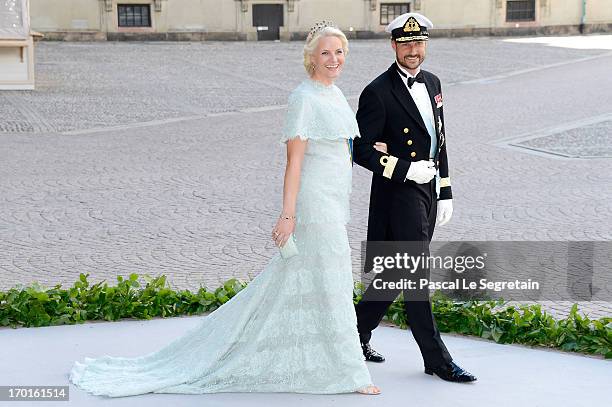 Princess Mette-Marit of Norway and Crown Prince Haakon of Norway attend the wedding of Princess Madeleine of Sweden and Christopher O'Neill hosted by...