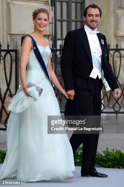 Prince Nikolaos and Princess Tatiana of Greece attend the wedding of Princess Madeleine of Sweden and Christopher O'Neill hosted by King Carl Gustaf...