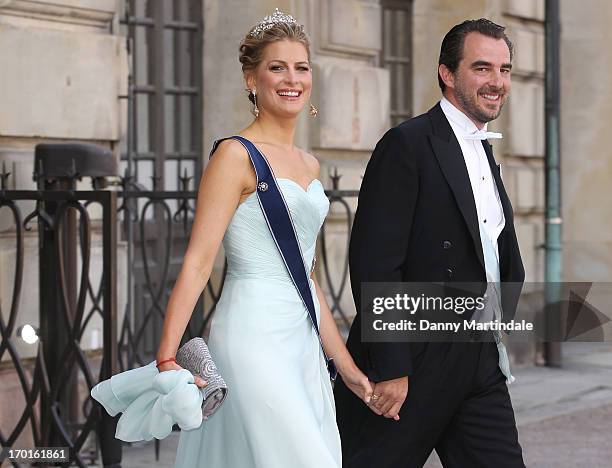 Princess Tatiana of Greece and Prince Nikolaos of Greece attend the wedding of Princess Madeleine of Sweden and Christopher O'Neill hosted by King...