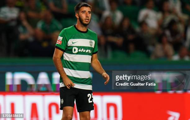 Goncalo Inacio of Sporting CP during the Liga Portugal Betclic match between Sporting CP and Rio Ave FC at Estadio Jose Alvalade on September 25,...