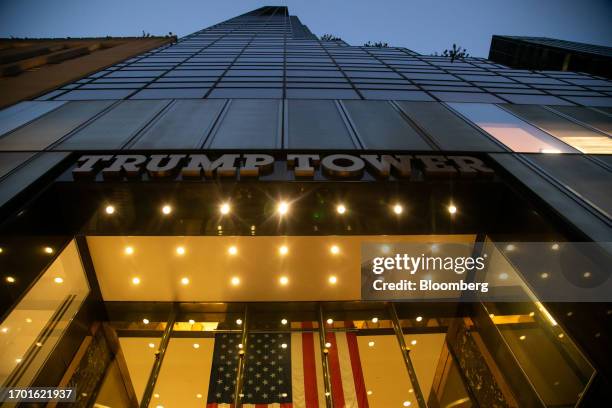 Trump Tower in New York, US, on Monday, Oct. 2, 2023. Donald Trump will face off against New York Attorney General Letitia James starting today in a...