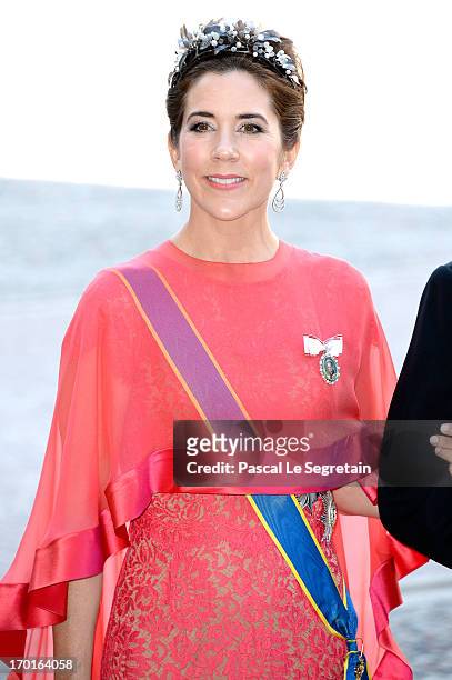 Princess Mary of Denmark attends the wedding of Princess Madeleine of Sweden and Christopher O'Neill hosted by King Carl Gustaf XIV and Queen Silvia...