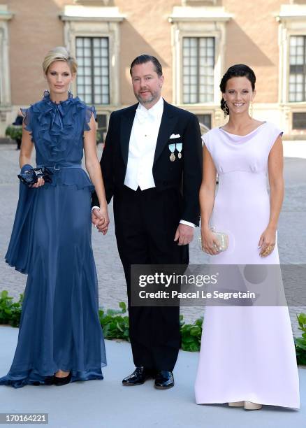 Swedish model Vicky Andren, Gustaf Magnuson and Sofia Hellqvist attend the wedding of Princess Madeleine of Sweden and Christopher O'Neill hosted by...