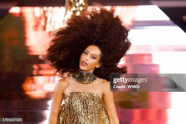 Taís Araújo walks the runway during the "Le Defile - Walk Your Worth" - 6th L'Oreal Show as part of Paris Fashion Week at the Eiffel Tower on October...