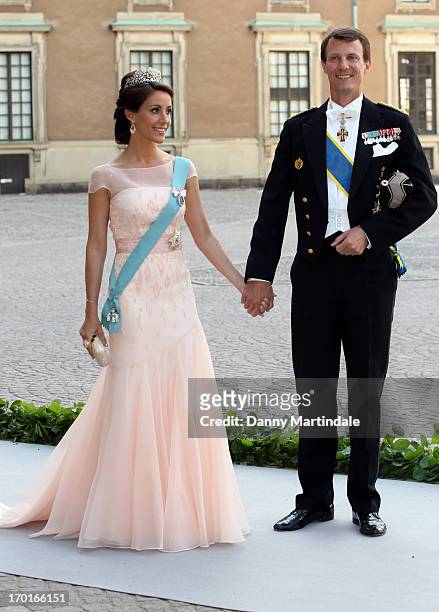 Princess Marie of Denmark and Prince Joachim of Denmark attend the wedding of Princess Madeleine of Sweden and Christopher O'Neill hosted by King...
