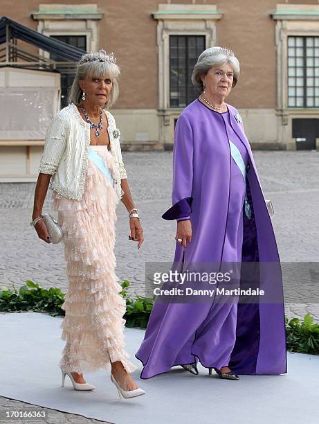 Princess Birgitta of Sweden and Princess Margaretha Mrs. Ambler attend the wedding of Princess Madeleine of Sweden and Christopher O'Neill hosted by...