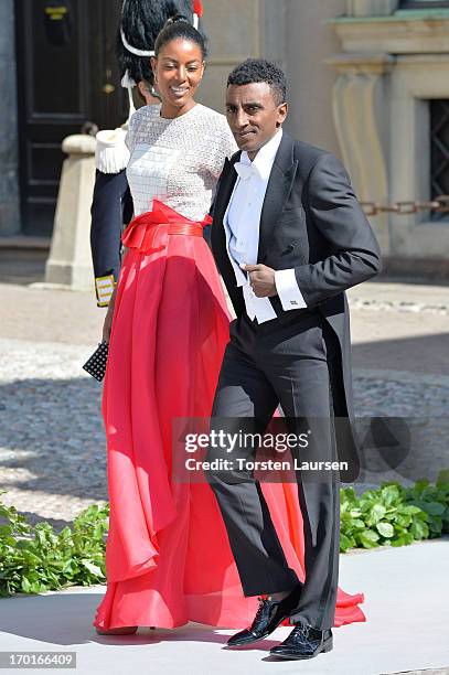 Restaurateur Marcus Samuelsson and wife Maya Haile attend the wedding of Princess Madeleine of Sweden and Christopher O'Neill hosted by King Carl...