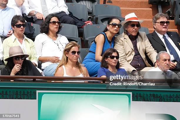 French Minister Yamina Benguigui, former tennis player Arantxa Sanchez Vicario, Anne Hidalgo, President of FFT Jean Gachassin and his wife Minou,...