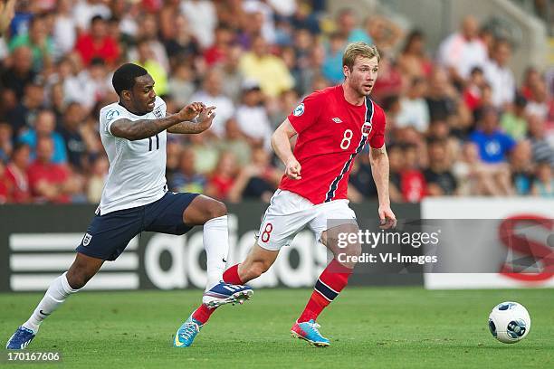 Danny Rose of England U21, Jo Inge Berget of Norway U21 during the UEFA U21 Championship match between England U21 and Norway U21 on June 8, 2013 at...