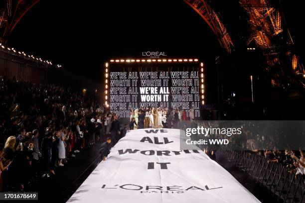Yseult, Kendall Jenner, Andie MacDowell, Viola Davis, Elle Fanning, Helen Mirren and others walks the runway during the "Le Defile - Walk Your Worth"...
