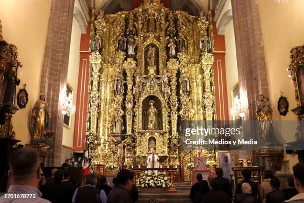 General view of the church during a memorial service in honor to Benito Castro at Los Santos Castro y Damian church on September 25, 2023 in Mexico...