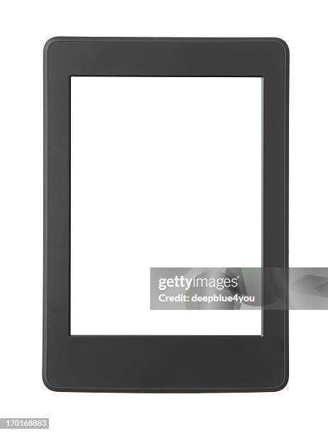 gráfico blanco y negro de lector, libro electrónico sobre fondo blanco. - lector de libros electrónicos fotografías e imágenes de stock