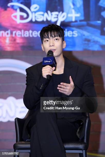 South Korean actor We Ha-Jun is seen at the Disney+ 'The Worst of Evil' press conference on September 26, 2023 in Seoul, South Korea.