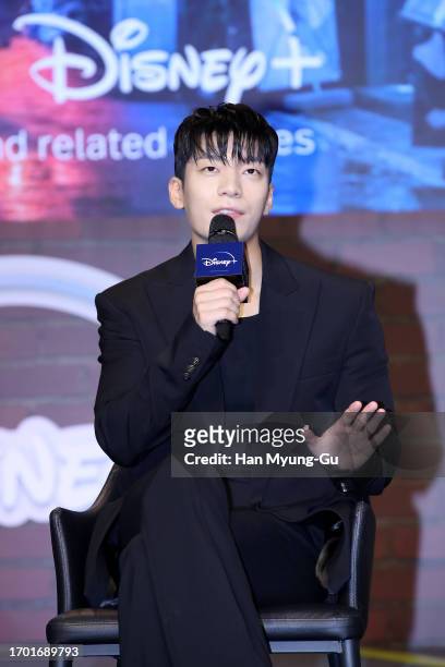 South Korean actor We Ha-Jun is seen at the Disney+ 'The Worst of Evil' press conference on September 26, 2023 in Seoul, South Korea.