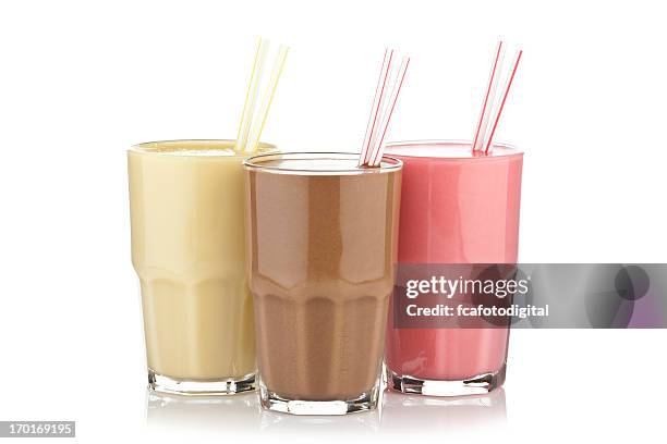 smoothie trio - chocolate smoothie stock pictures, royalty-free photos & images