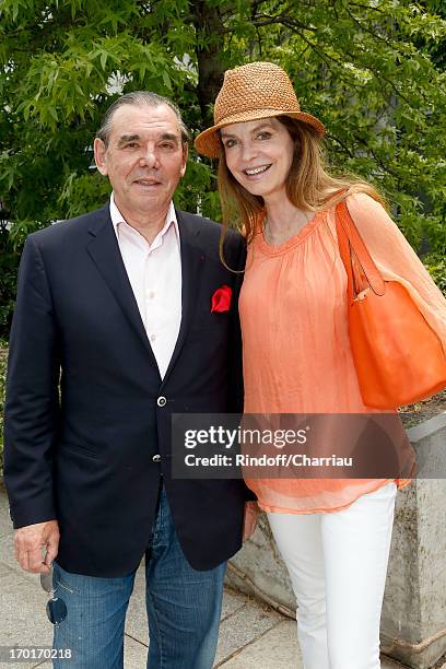 Actress Cyrielle Clair and companion Michel Corbiere sighting at Roland Garros Tennis French Open 2013 - Day 14 on June 8, 2013 in Paris, France.