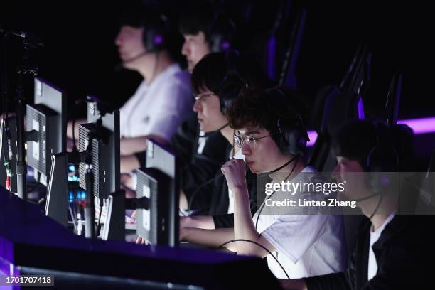 Chinese Taipei Esports players competes during the League of Legends Group C match against team Maldives during the Hangzhou 2022 Asian Games at...