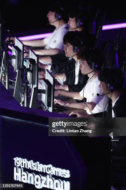 Chinese Taipei Esports players competes during the League of Legends Group C match against team Maldives during the Hangzhou 2022 Asian Games at...