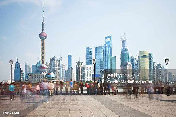 shanghai bunt and padong areas - shanghai people stock pictures, royalty-free photos & images