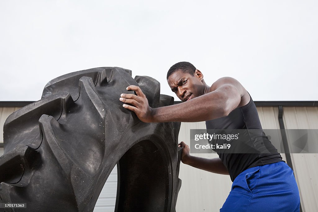 Strength training with tractor tire