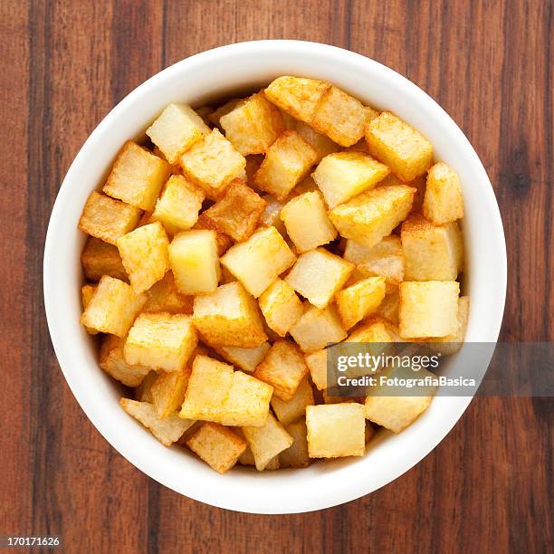 fried potato cubes - patatas bravas bildbanksfoton och bilder