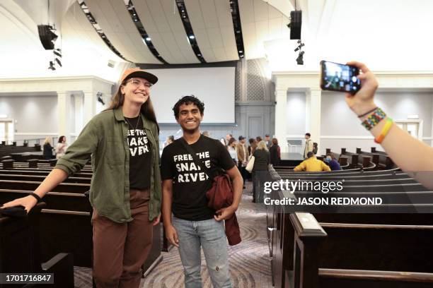 Washington Youth Ocean and River Conservation Alliance member Maanit Goel right, poses for a photo with Abbie Abramovich of the Idaho Conservation...