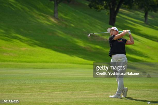 Momo Yoshikawa of Japan 3 on the 6th hole during the first round of Sky Ladies ABC Cup at ABC Golf Club on September 26, 2023 in Kato, Hyogo, Japan.