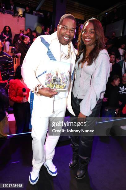 Busta Rhymes and Marielle Bobo attend a celebration of Busta Rhymes music career on September 25, 2023 in New York City.