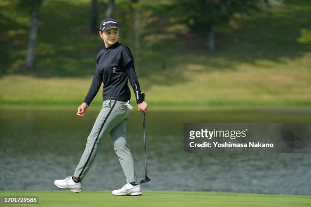 Akira Yamaji of Japan is seen on the 18th green during the first round of Sky Ladies ABC Cup at ABC Golf Club on September 26, 2023 in Kato, Hyogo,...