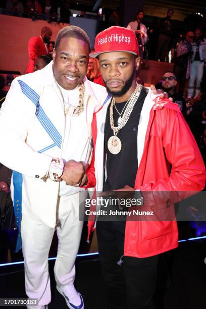 Busta Rhymes and Papoose attend a celebration of Busta Rhymes music career on September 25, 2023 in New York City.