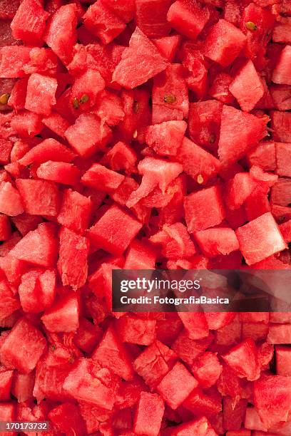 diced watermelon background - watermelon stock pictures, royalty-free photos & images
