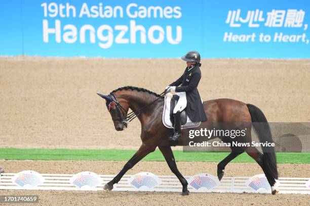 Thai Princess Sirivannavari Nariratana Rajakanya competes in the Equestrian - Dressage Prix St-Georges Team and Individual on day three of the 19th...