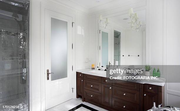 luxury bathroom - standing mirror stock pictures, royalty-free photos & images