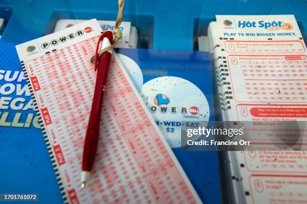 South Pasadena, CA Powerball and Mega Millions lotto tickets are sold at Foremost Liquor Store on Sunday, Oct. 1 in South Pasadena, CA. The Powerball...