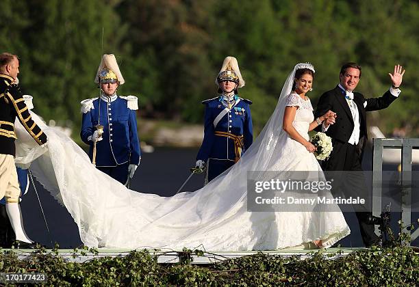 Princess Madeleine of Sweden and Christopher O'Neill attend the evening banquet after the wedding of Princess Madeleine of Sweden and Christopher...