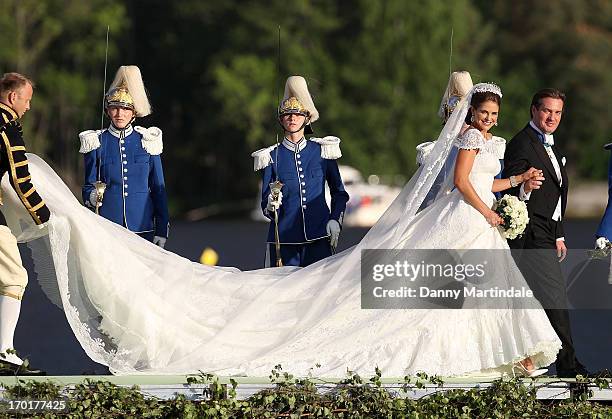 Princess Madeleine of Sweden and Christopher O'Neill attend the evening banquet after the wedding of Princess Madeleine of Sweden and Christopher...