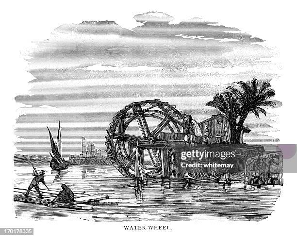 ilustrações, clipart, desenhos animados e ícones de água de roda, no rio nilo-aviso vitoriana - quayside