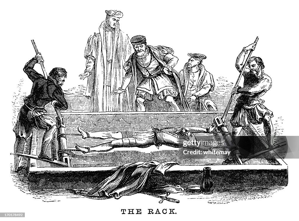 Tortura no suporte (Victorian Xilogravura)