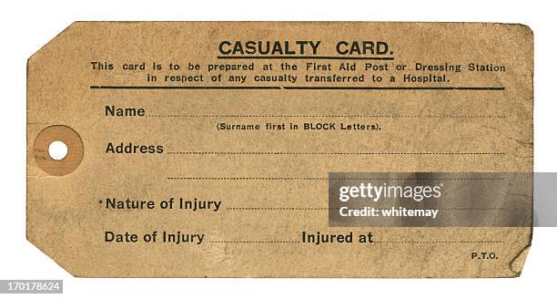 second world war casualty card - 1939 stock pictures, royalty-free photos & images