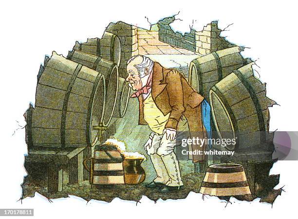 regency period man with beer barrels - old butler stock illustrations