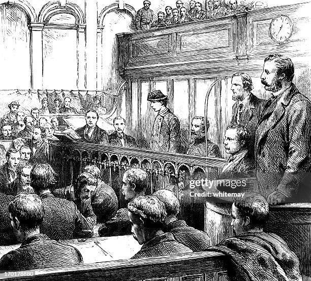 victorian woman on trial - courthouse stock illustrations