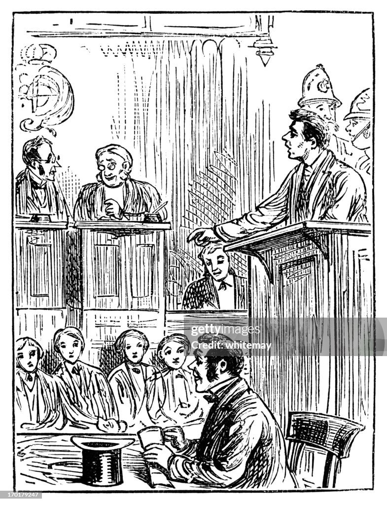 Victorian courtroom scene