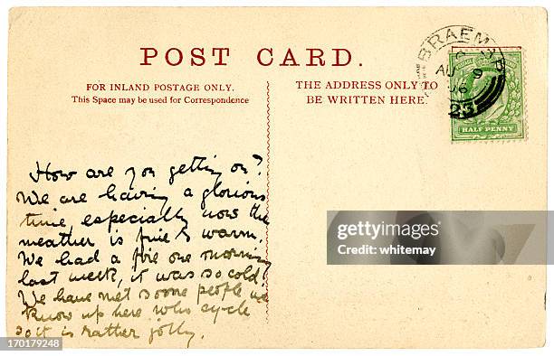 postcard from braemar, scotland, 1906 - postcard stock pictures, royalty-free photos & images