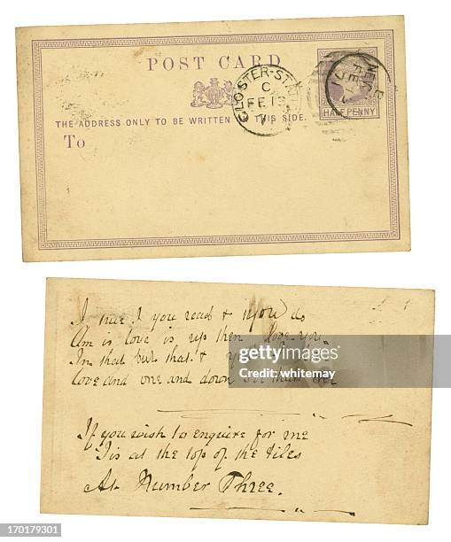 postcard with valentine's day love puzzle message, 1871 - classic literature stock pictures, royalty-free photos & images