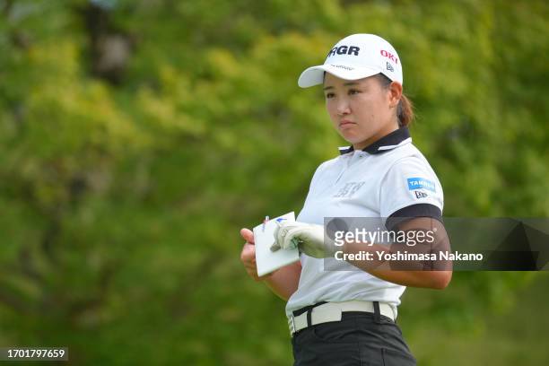 Yumeka Kobayashi of Japan is seen on the 16th tee during the first round of Sky Ladies ABC Cup at ABC Golf Club on September 26, 2023 in Kato, Hyogo,...