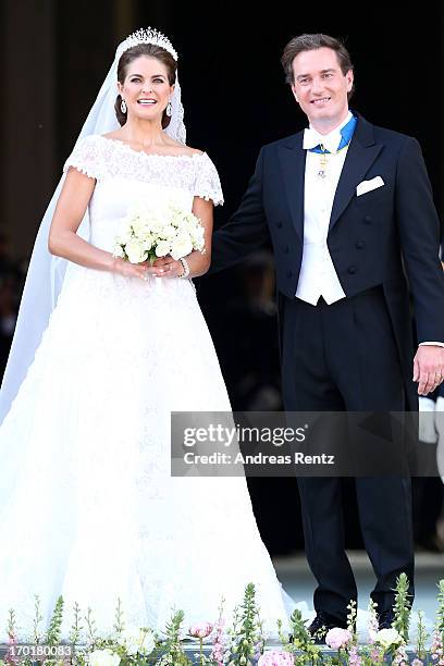 Princess Madeleine of Sweden and Christopher O'Neill depart from the wedding ceremony of Princess Madeleine of Sweden and Christopher O'Neill hosted...