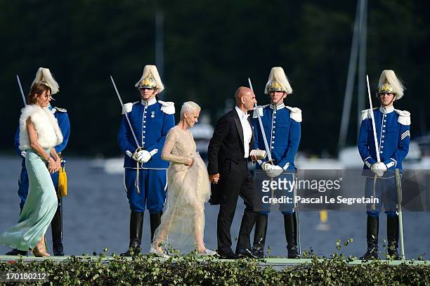 Marie Fredriksson from Swedish musical band Roxette attends the evening banquet after the wedding of Princess Madeleine of Sweden and Christopher...