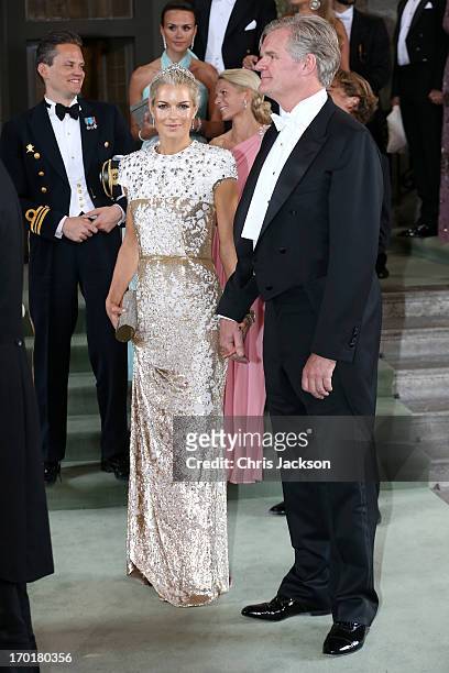 Celina Midelfart and Tor Olav Troim attend the wedding of Princess Madeleine of Sweden and Christopher O'Neill hosted by King Carl Gustaf XIV and...