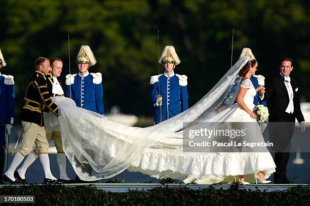 Princess Madeleine of Sweden and Christopher O'Neill attend the evening banquet after the wedding of Princess Madeleine of Sweden and Christopher...